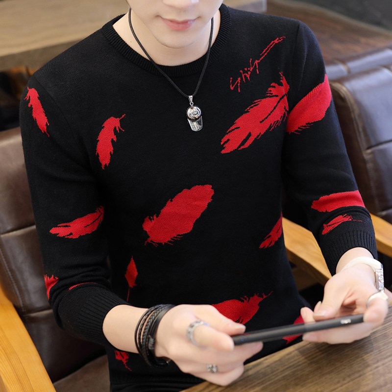 Mooie bedrukte trui heren warme pullover heren lange mouw slim fit heren gebreide truien  my618