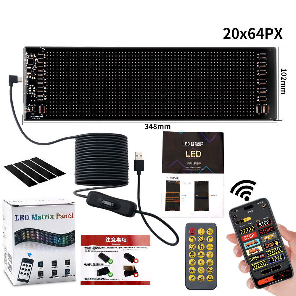 Led Matrix Pixel Panel Bluetooth App Usb Flexibele Adresseerbare Rgb Patroon Graffiti Scrolling Auto Raam Tekst Animatie Display: changeable