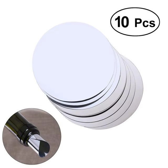 10Pcs Aluminum Foil Wine Pourer Film Flexible Drip Stop Pour Spouts Disk Round Leak-proof PET Pour Spouts Disk Stopper: Blue