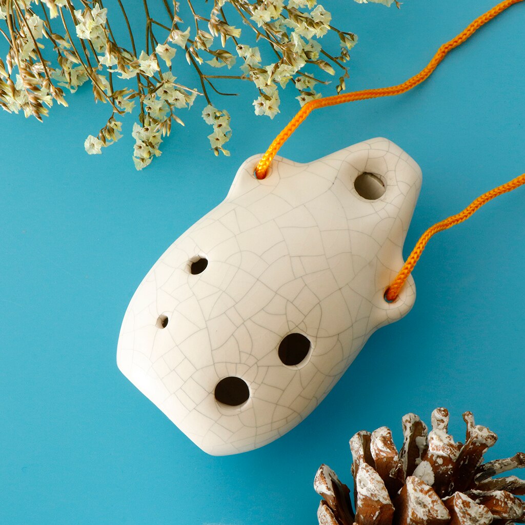 Pro 6 Hole Alto C Key Ocarina Ceramic Musical Instrument with Cord