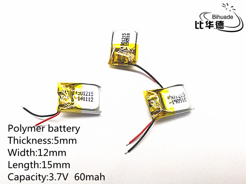 3.7 V 60 mAh 501215 bateria litowo polimerowa bateria li-po akumulator litowo jonowy akumulator baterie robić Mp3 MP4 MP5 GPS dostawcy usług płatniczych telefonu komórkowego