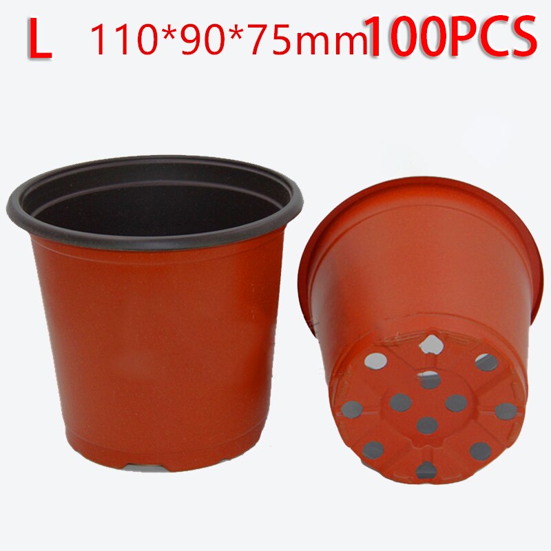 100pcs Plant Pots Small Terracotta Plastic Flower Pot Cactus Tiny Nursery Transplant Flower Pots Fall Resistant Tray Grow Box: 100pcs L
