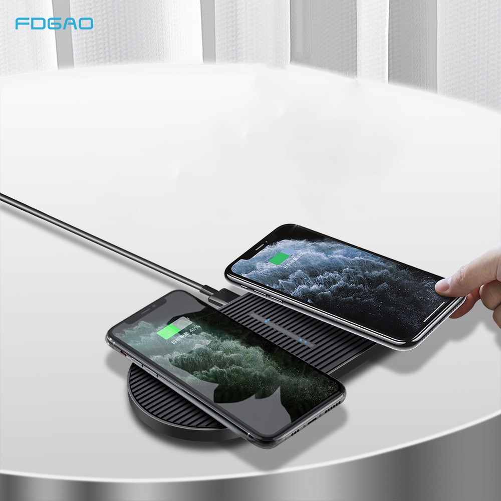 Fdgao 20W Dual Qi Draadloze Oplader Voor Iphone 11 X Xr Xs 8 Samsung S10 S20 Type C 2 in 1 Dubbele 10W Snelle Usb Opladen Dock Pad