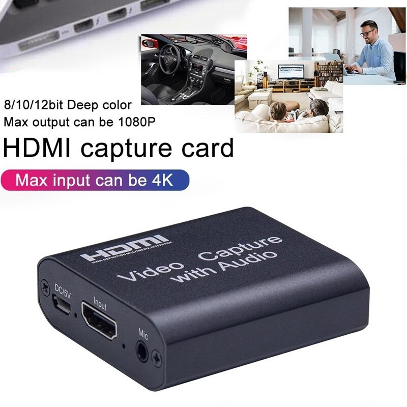 1080P 4K HDMI Video Capture Device HDMI to USB 3.0 Video Capture Card with 3.5mm Stereo Output for PC OBS Live Broadcast