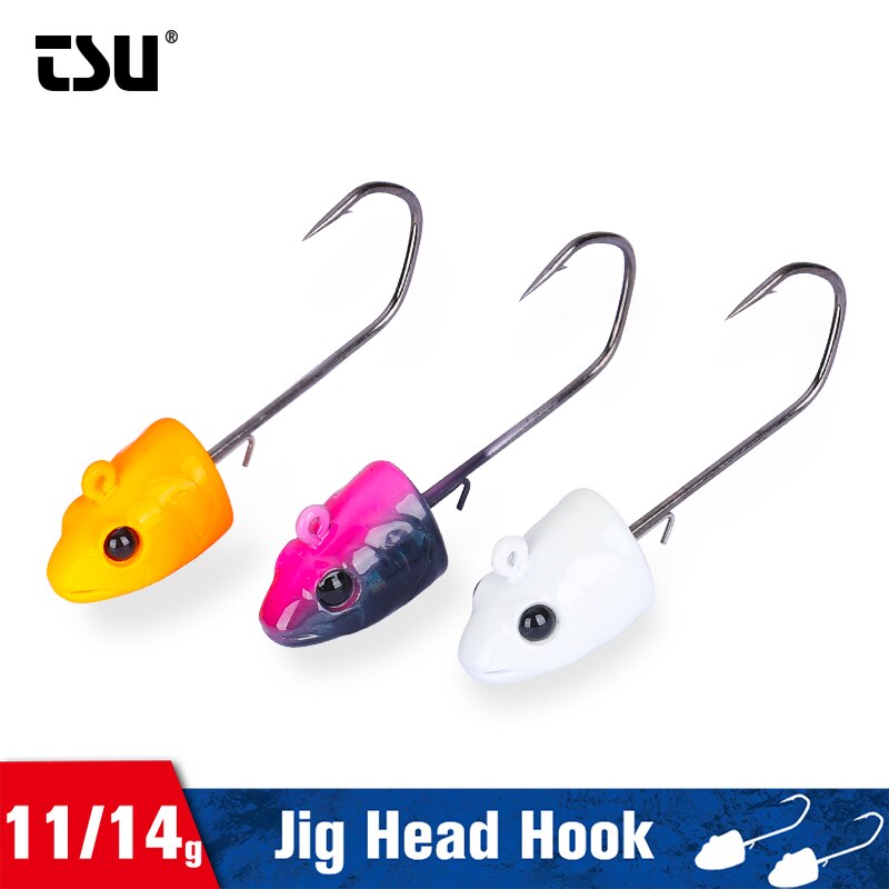 TSURINOYA-anzuelos de cabeza plomada de 11g y 14g, señuelo suave para pesca en aguas profundas, aparejos de Metal, accesorios de pesca