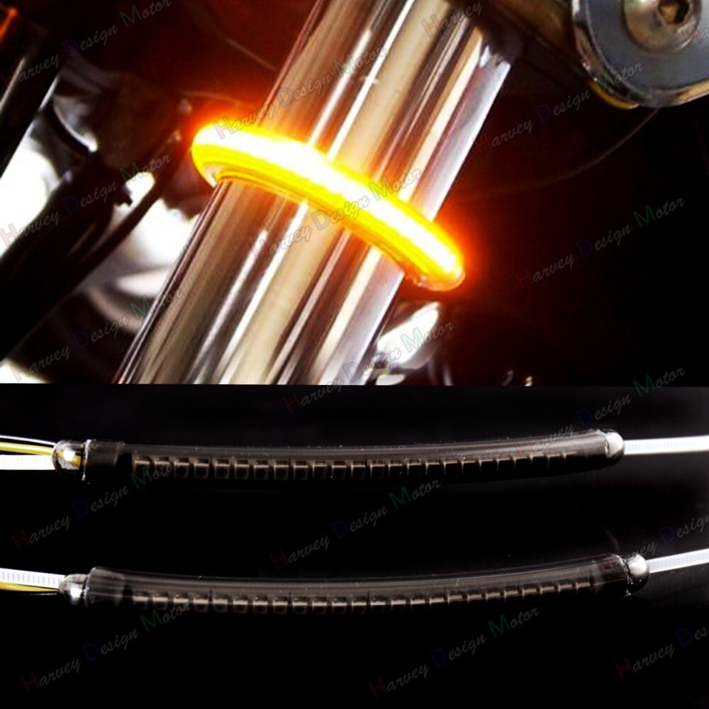 LED 39mm-41mm Gabel Blinker Bausatz & geräuchert Objektiv Für Harley Sieg Motorrad