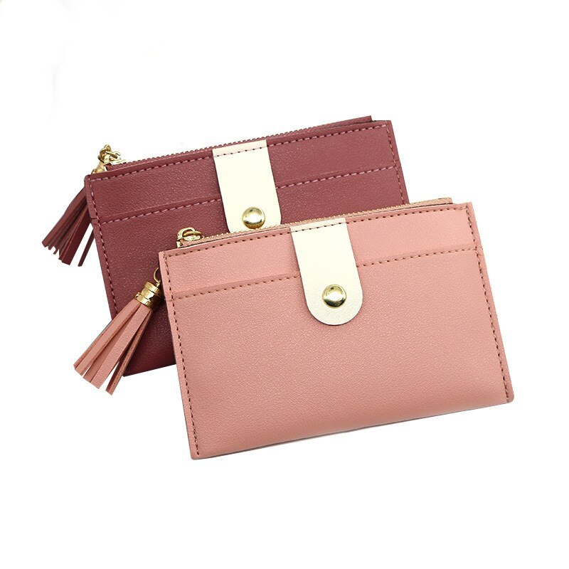 Purdored 1 pc mini tassel titular do cartão de crédito das mulheres pequenas caso do cartão de crédito do plutônio feminino zíper fino mini bolsa da moeda das senhoras cartão carteira