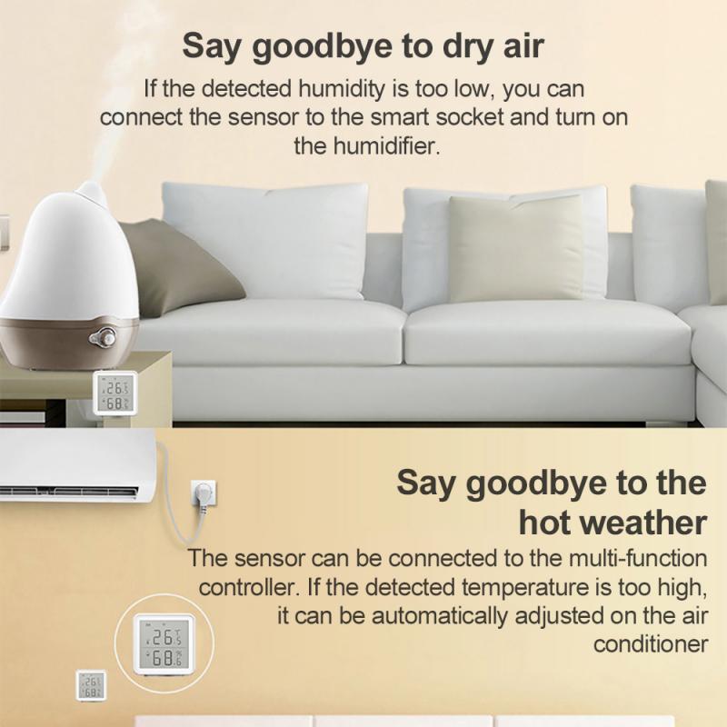 wifi tuya Temperature and Humidity sensor LCD display Thermometer Hygrometer compatible alexa home assistant no need HUB