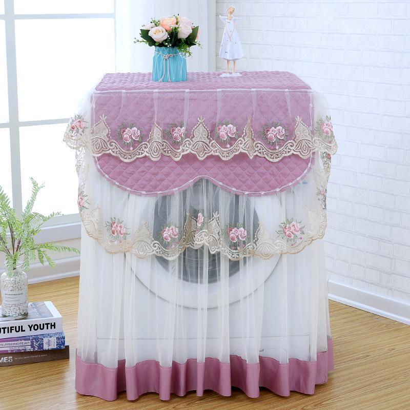 Lace Drum Washing Machine Cover Waterproof Sunscreen Dust Washing Machine Cover: Purple