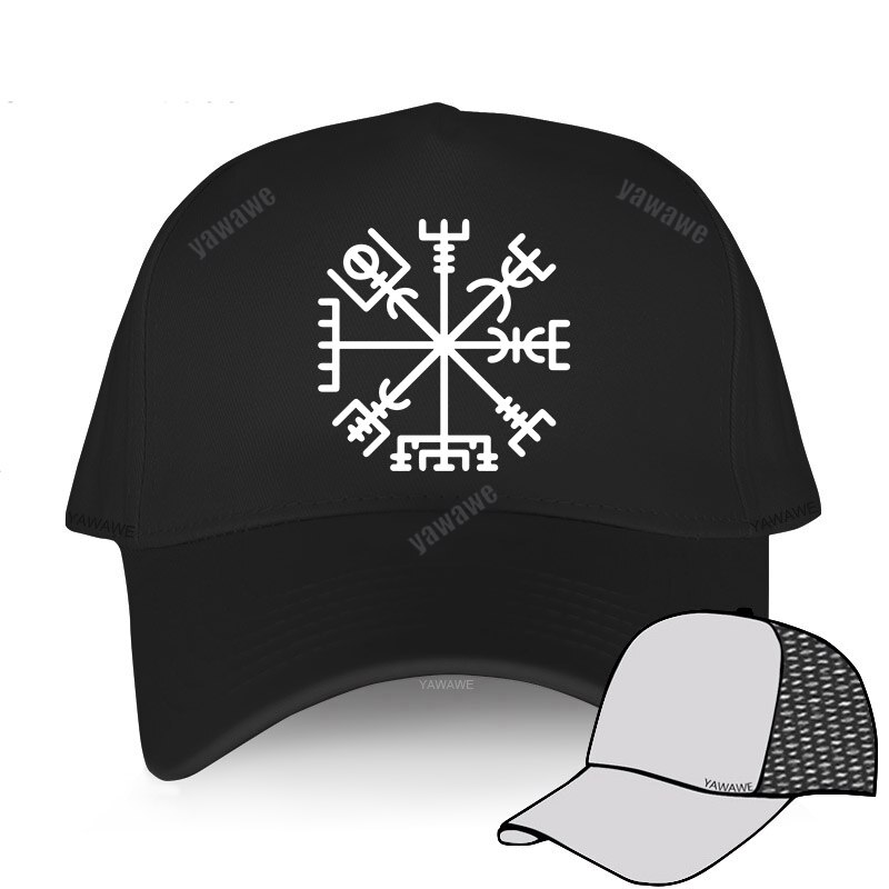 Marchio di moda Vegvisir Futhark Runes Navigator Vegvisir Viking Compass berretto da Baseball uomo donna cappelli snapback Hip-Hop regolabili: black mesh