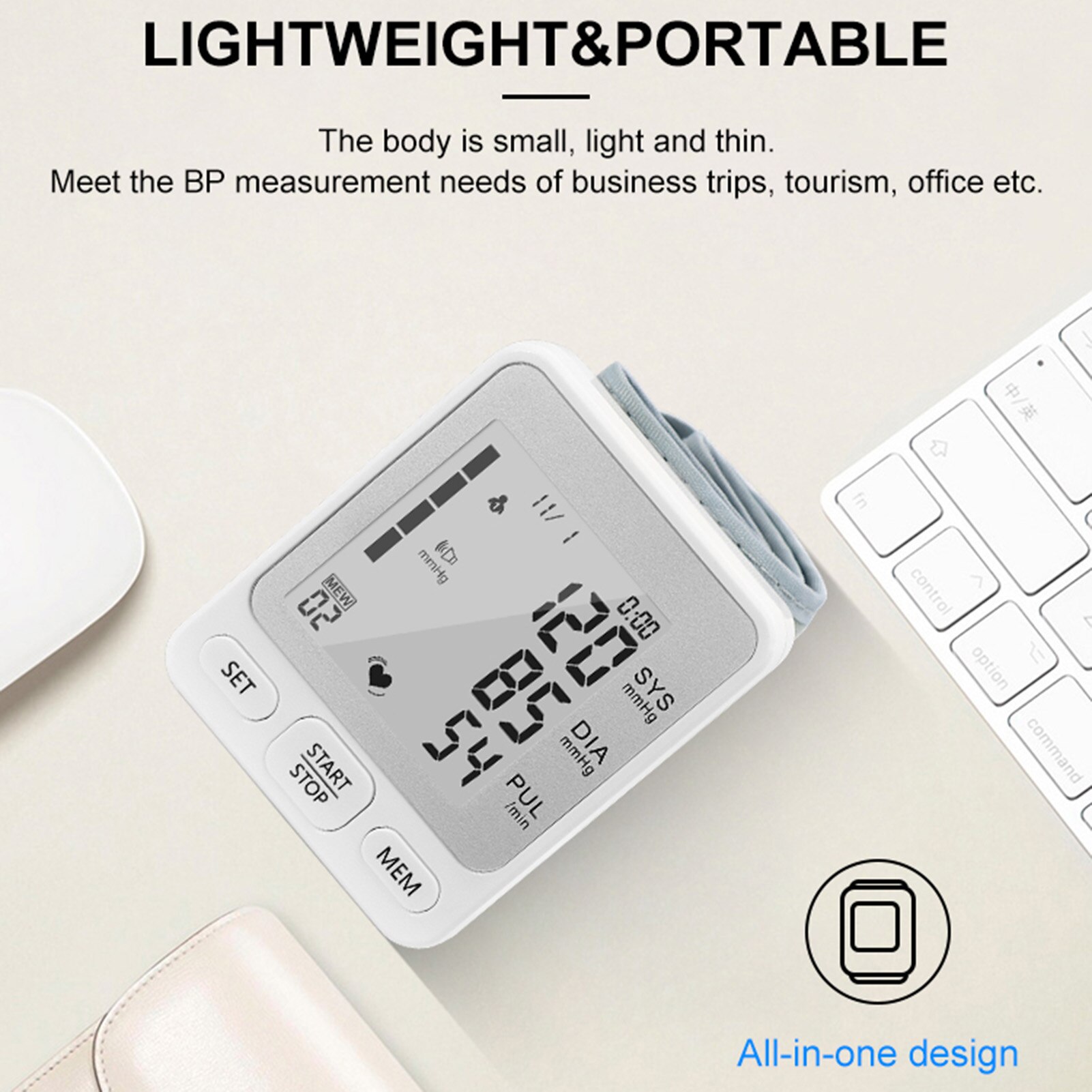 Wrist Blood Pressure Monitor LCD Screen Sphygmomanometer 99 Groups Data Memory Voice Broadcast Tonometer &amp; Oximeter Oximetry