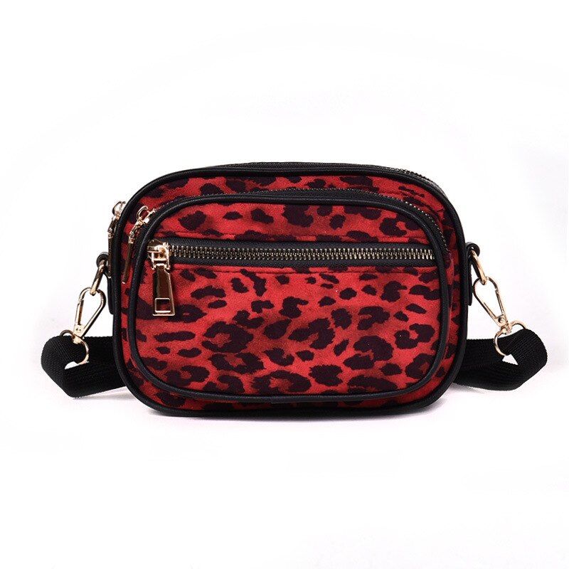 2020 modieuze luipaardprint dames schoudertas multifunctionele outdoor mobiele telefoon tas pu leren koerierstas reisorganizer: Rood