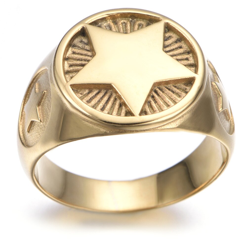 Stjerne titanium stål ringe smykker mænd punk ringe