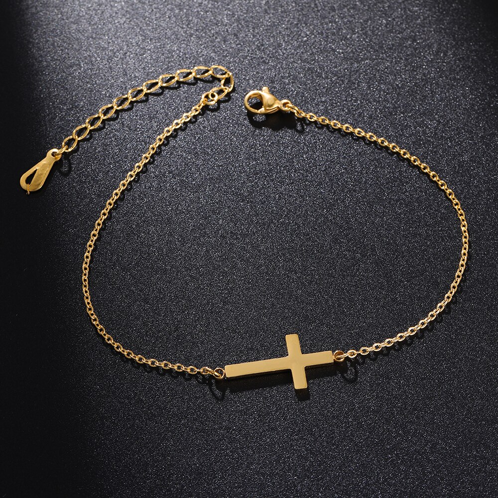 Rvs Cross Enkelband Barefoot Haak Sandalen Voet Sieraden Benen Armband Enkel Enkelbanden