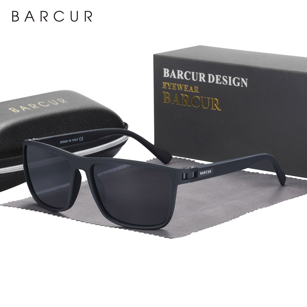 Gafas de sol BARCUR TR90 para hombre, gafas de sol deportivas ligeras polarizadas, accesorios para gafas para mujer, gafas con protección UVAB: Negro