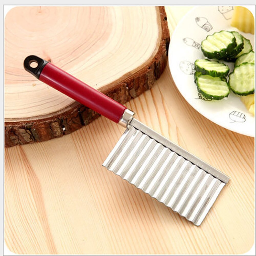Herramienta de borde ondulado para pelar patatas, utensilios de cocina, cuchillos, accesorios de acero inoxidable, aparato para frutas y vegetales: Rojo
