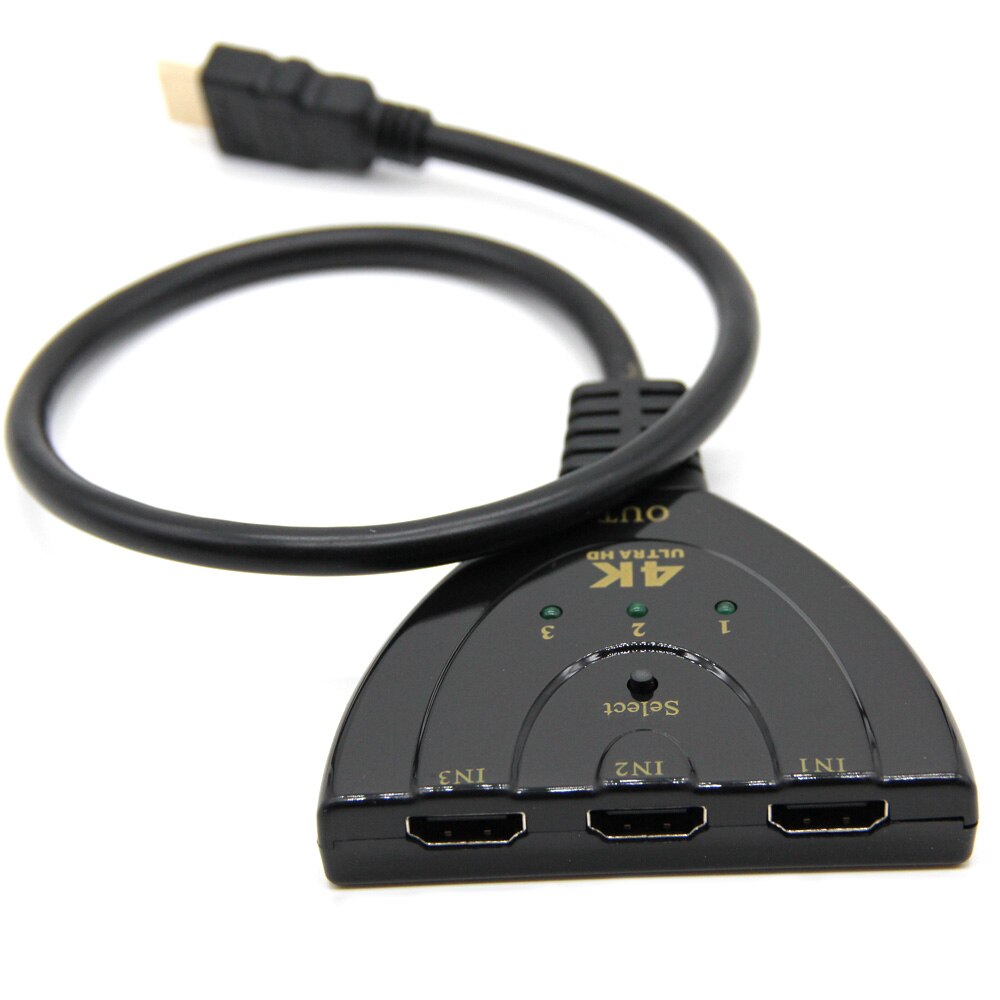 Mini conmutador de 3 puertos compatible con HDMI 1.4b 4K, divisor de conmutador 1080P, 3 en 1, Hub de puerto de salida para DVD, HDTV, Xbox, PS3, PS4