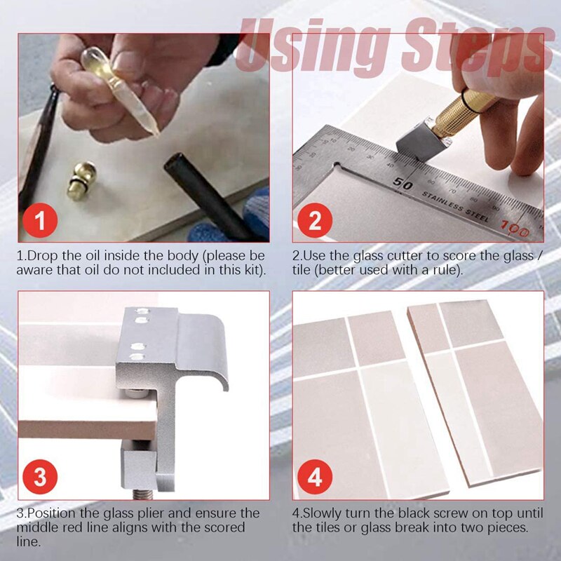 8Pcs Glass Cutting Tool Set with Glass Breaking Pliers and Glass Cutter Tool Glass Tool Kit