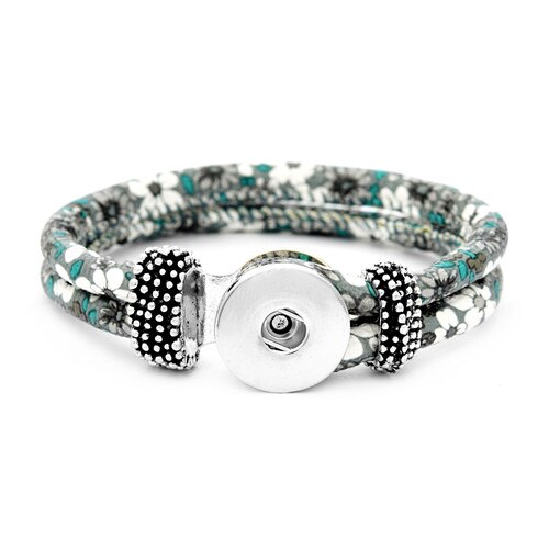 Neue SE0047 Bunte Blumen Weiche Leder schnappen Armreif Armbänder passen 18MM druckknopf schmuck