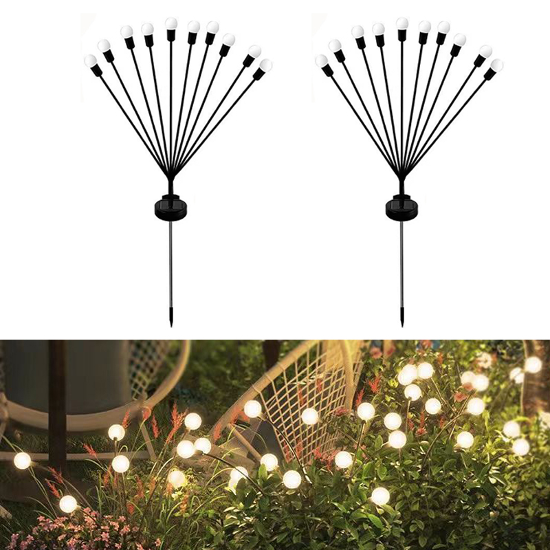 Outdoor Solar Lights LED Fairy Firefly Lawn Lamp Garden Summer Camping Party Wedding Yard Atmosphere Decoration: light yellow / 0-5W