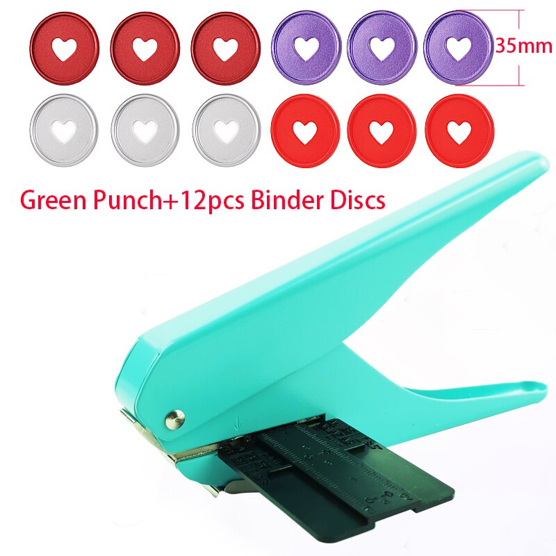Metal Mushroom Hole Standard Punch T-shape Hole Book Punch Discs Binder Planner Binding Discs DIY Scrapbook Notebook Binder Ring: Green Punch-Option 4
