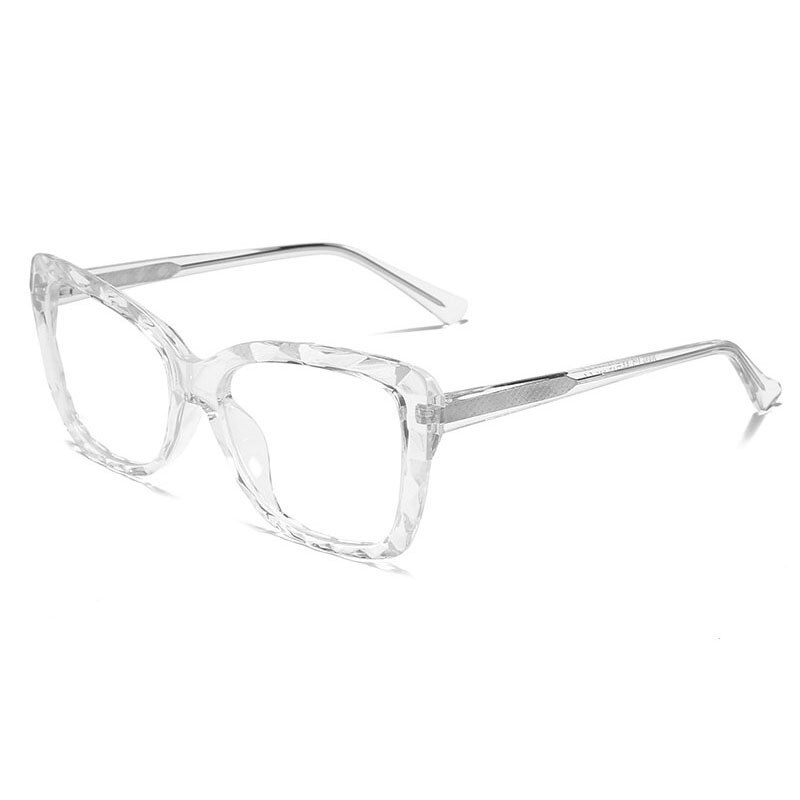 So&ei ins populaire multi-cut kristal  tr90 kattenoog damesbril montuur vintage veerscharnier heldere anti-blauwstraal lenzen bril: Transparant