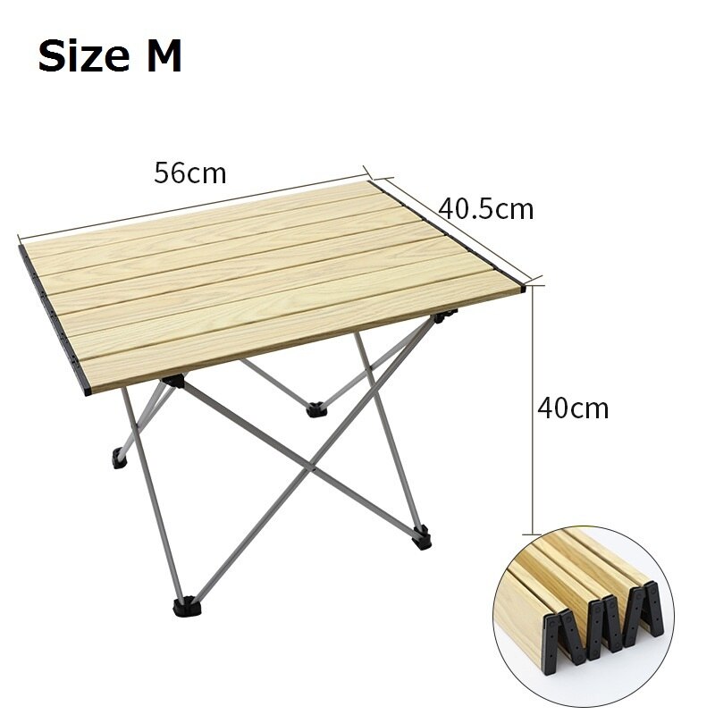 Ultralight Aluminum Alloy Folding Table Outdoor Foldable Wood Grain Camping Table For Backyards Family Party Picnic BBQ: M