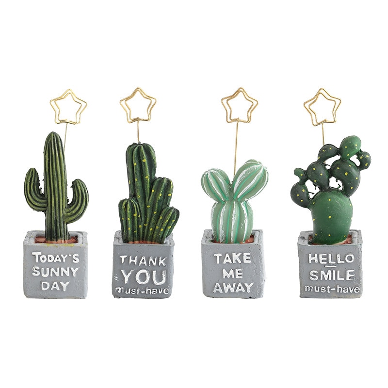 Cute Card Holder Cactus Resin Plant Decoration Stationery Photo Holder Office School Supplies