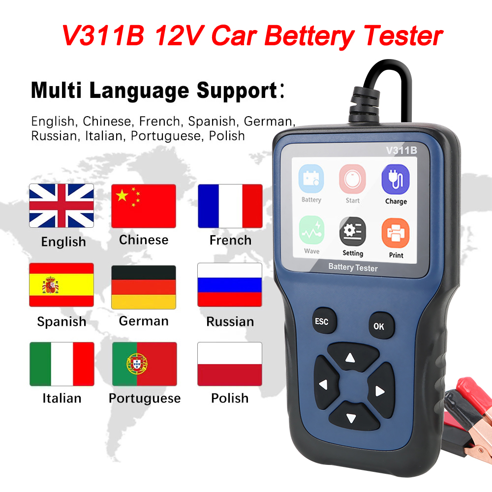 Analyzer Tools Automotive Auto Diagnostic Tool 12V Car Battery Charger Tester Analyzer Car Charging Load Test V311B