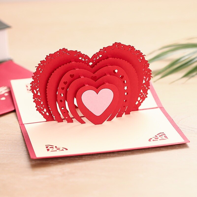 3D Rose Stereoscopic Greeting Cards Section Marriage Couples Confession Birthday Christmas Card