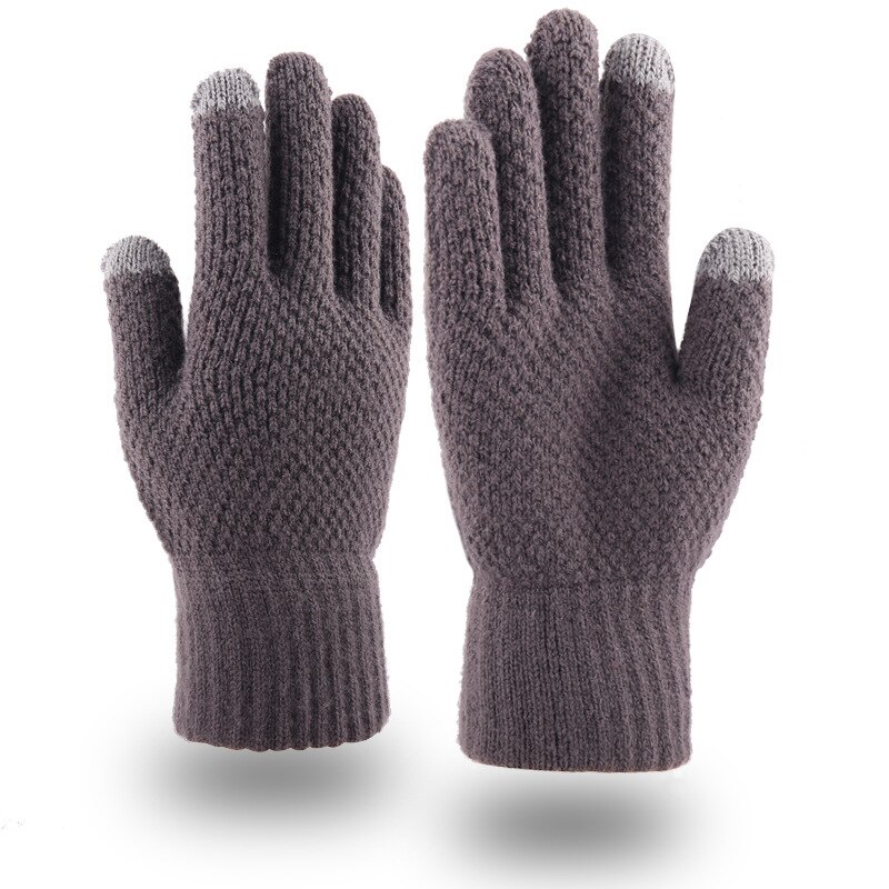Touch Screen Gloves Men's Jacquard Plus Velvet Winter Thick Knitted Warm Woolen Gloves: A331D-18