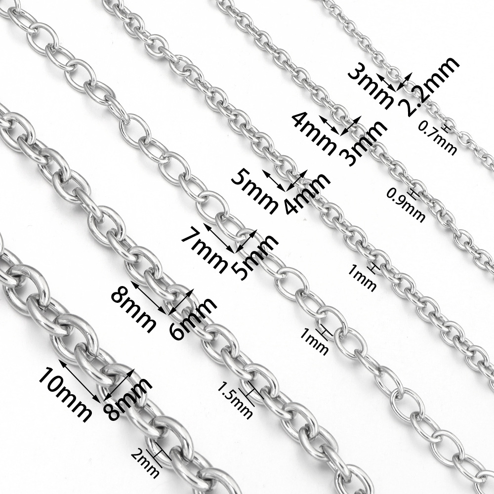 5 yardas/lote de cadena de acero inoxidable, cadena de Metal en forma de O, cadena retorcida, cadenas de eslabones anchos para hacer joyería DIY, collares y pulseras