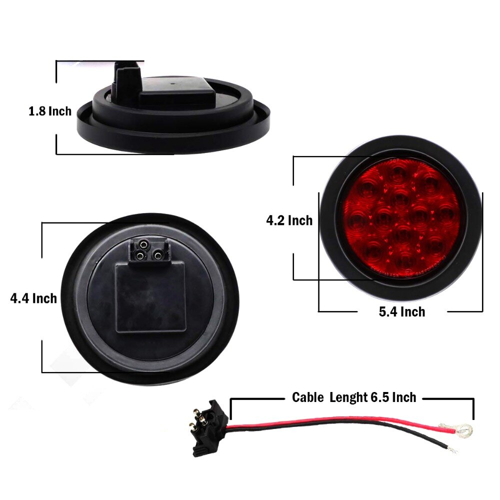 4 szt. 4 Cal okrągłe czerwone doprowadziło lampy zewnętrzne automatyczny samochód autobus ciężarówka przyczepa lampka ostrzegawcza światło błotnik żarówka identyfikacja światła