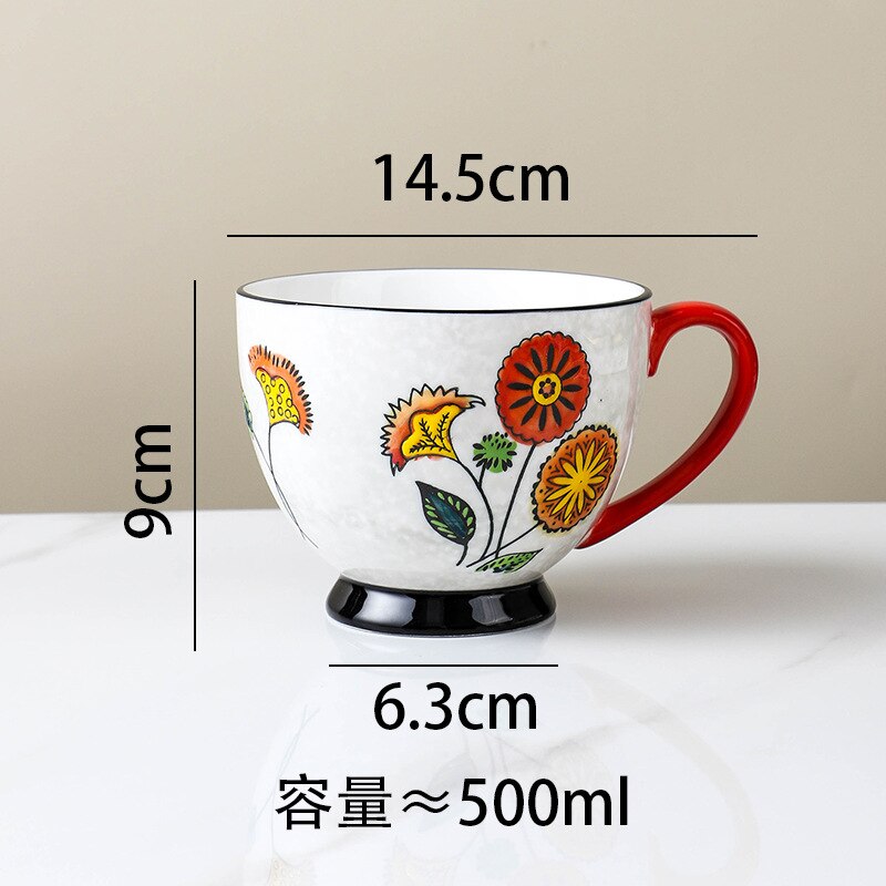 American Product Heavy Color Hand-painted Ceramic Breakfast Cup Home Large-capacity Mug Coffee Oatmeal Cup: 6