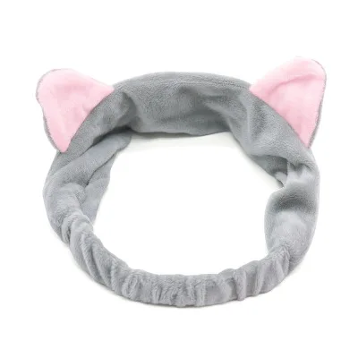 Meerdere stijlen Leuke elastische kattenoren hoofdbanden voor vrouwen meisjes make-up gezicht wassen hoofdband kapsel hoofddoek haaraccessoire: Donkergrijs