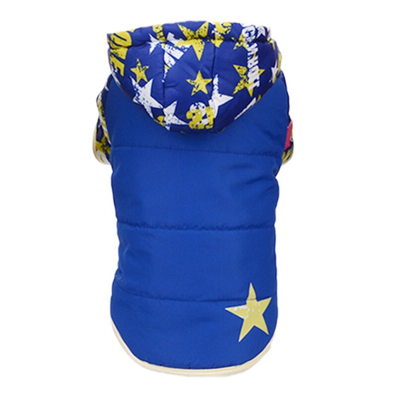 Dog Warm Hooded Coat Pet Winter Cotton Padded Jumpsuit Hooded Jacket With hat dogs Husky German shepherd: Blue / S