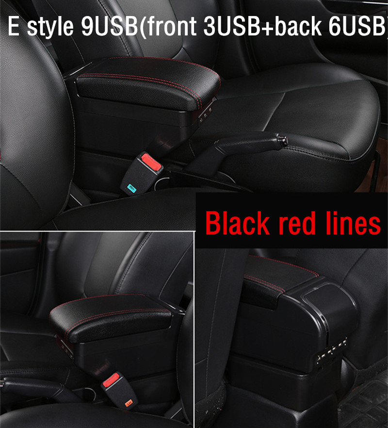 For MINI Cooper R50 R52 R53 R56 R57 R58 F55 F56 F57 Countryman R60 F60 Central Armrest Storage Box Modification Accessories: E Style Black Red