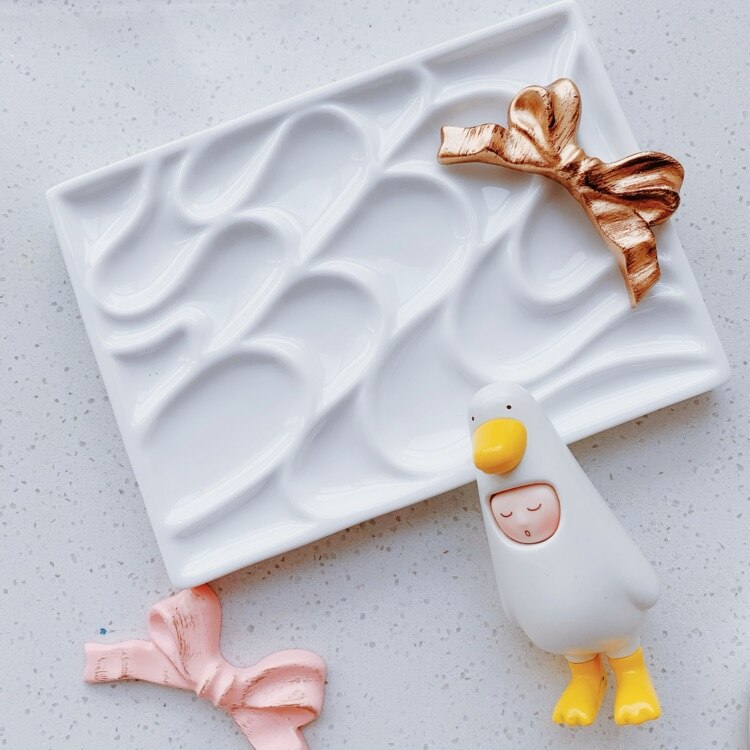 Ceramiczna paleta artysty akwarela gwasz farba ceramiczna paleta biała fala róża typ paleta malowanie dedykowane łatwe robić czyszczenia: E fala palette