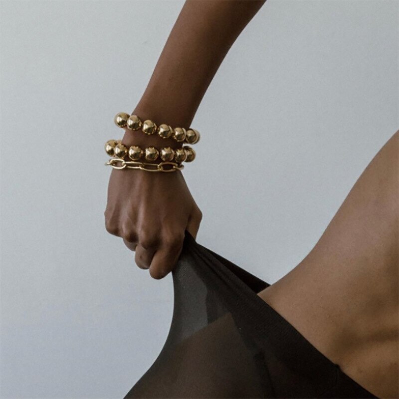 accessories exaggerated punk geometric metal suit bracelet handmade beaded chain bracelet with female personality