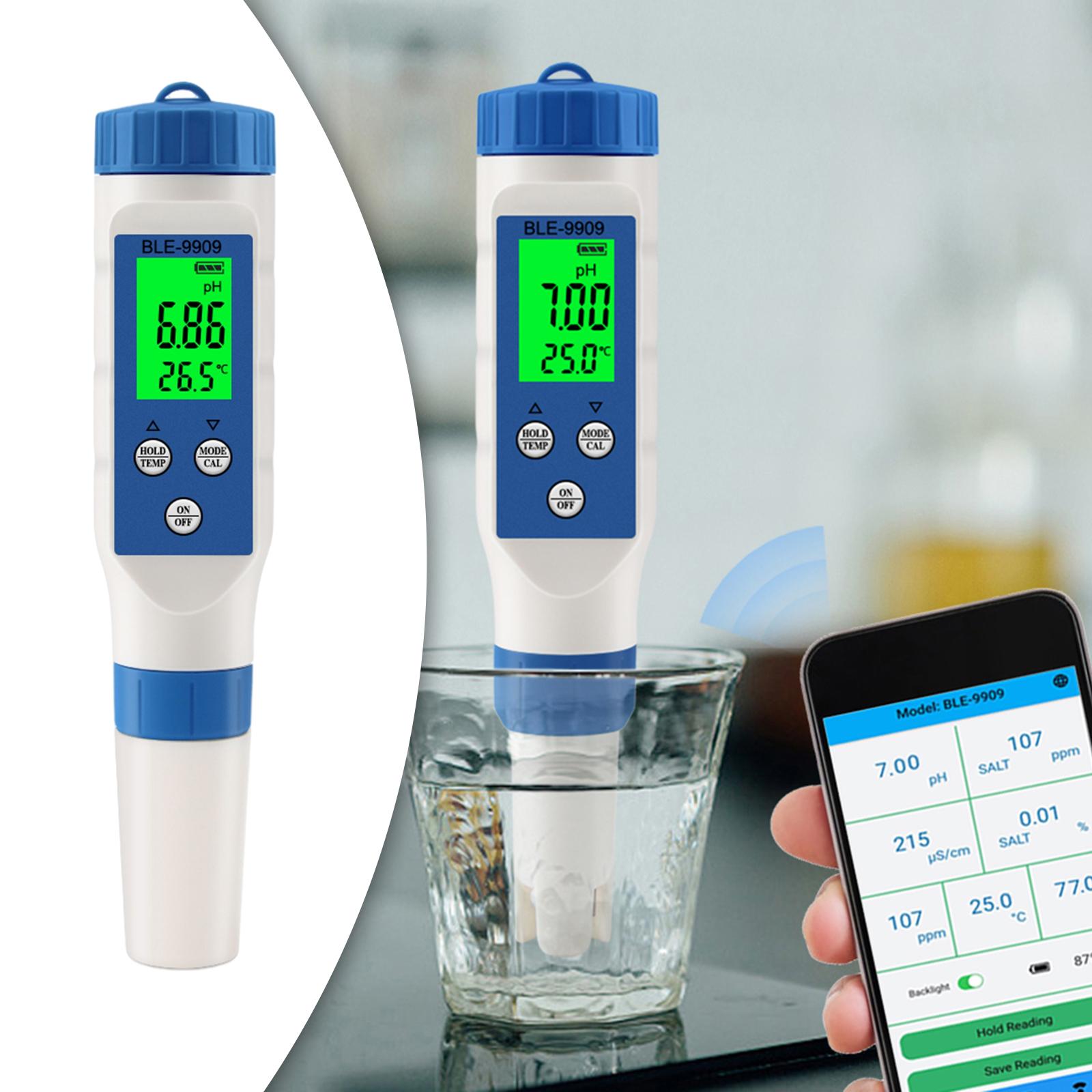 Water Tester PH Meter,PH,EC/Tds/Salinity,Temp Measurement EC Meter for Swimming Pools
