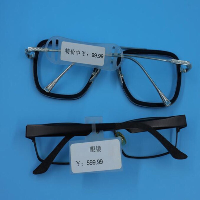 100pcs Optical Frame Slip On Label Base Eyewear Eye Glasses Slide Over Price Tag Jewelry Soft Strip Labels Plastic Holder Mount