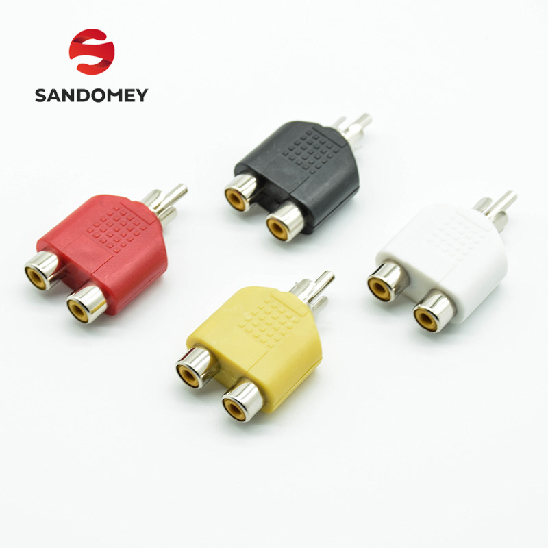 4 stks/partij RCA Y Splitter AV Audio Video Plug Converter 1 Man naar 2 Vrouwelijke Adapter Kit Lotus Kleur AV Jack RCA plug Naar Dubbele: MULTI