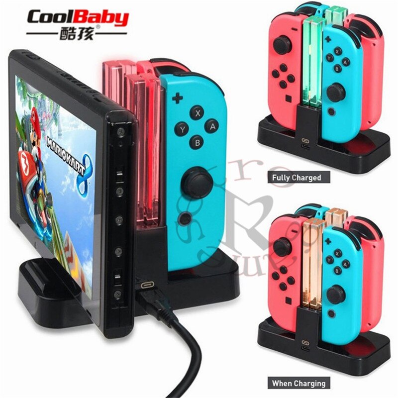 Joy-Con Charging Dock with 4 Charging Dock and LED Indication for Nintendo Switch Controller Charger