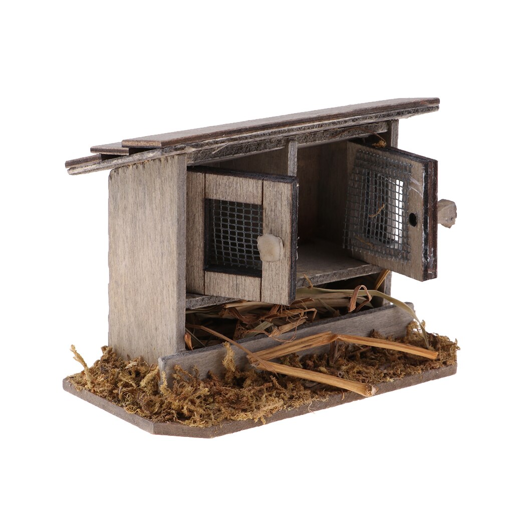 1/12 Kippenhok Nest Kip Tuin Outdoor Miniaturen Craft Voor Diy Tuin Decoratie Accessoires