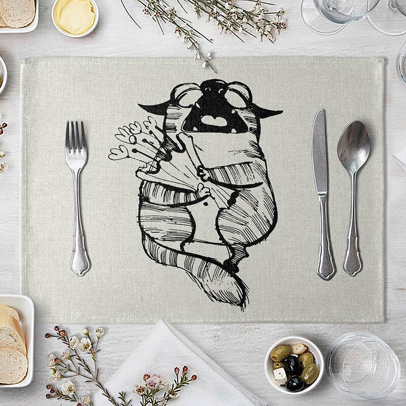 Leuke Cartoon Kat Patroon Tafel Mat Grappige Kat Servet Placemat Keuken Decoratie Dining Accessoires: 5