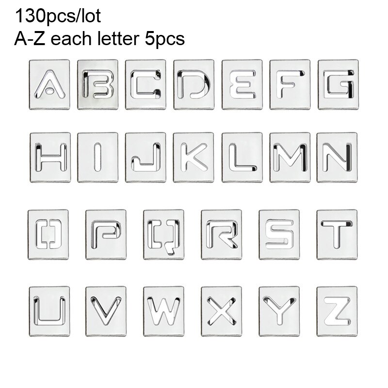130 stuks/partij 8mm az strass schuifletters schuifbedels diy accessoires geschikt voor 8mm polsbandjes voor huisdierenhalsbanden: Holle letters