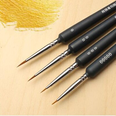10pcs Hook Line Paint Brush Set Different Models Black Watercolor Soft Hair Oil Painting Extra Fine Hand Painted Brush Stroke: 00000  000 00 0