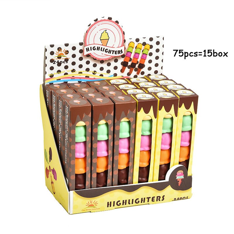 75 sztuk/partia kreatywny mini lody wyróżnienia Kawaii 5 kolory rysunek malarstwo Sztuka znacznik długopis szkolne papiernicze prezent