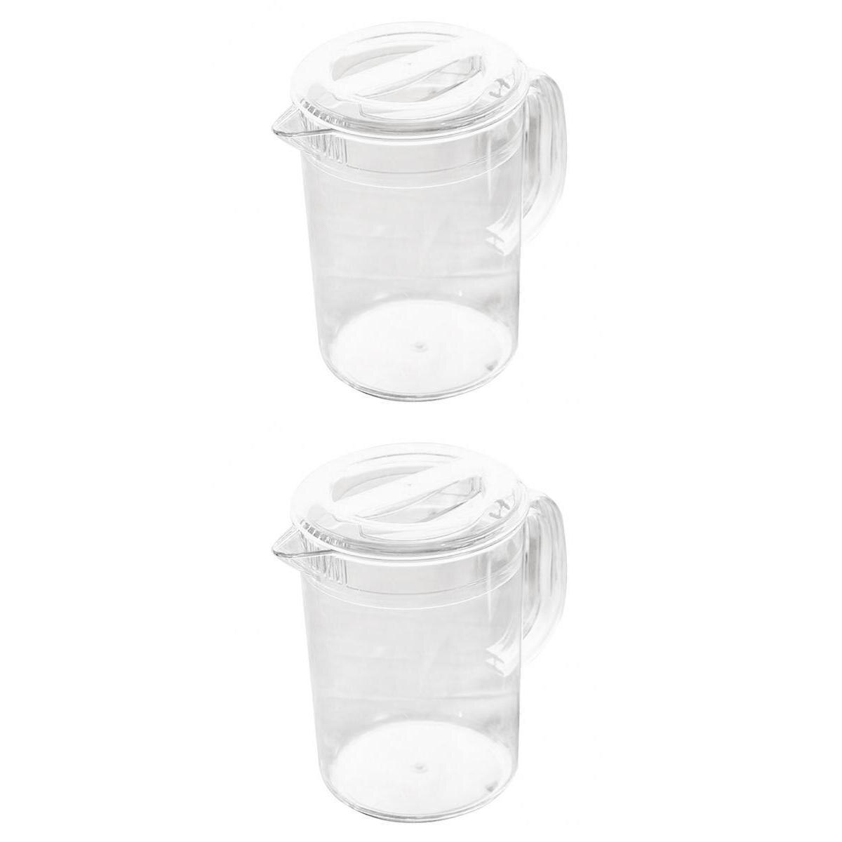 2 Pack Acrylic Pitcher for Water Tea Lemonade Beverage Storage 1.5L 2L