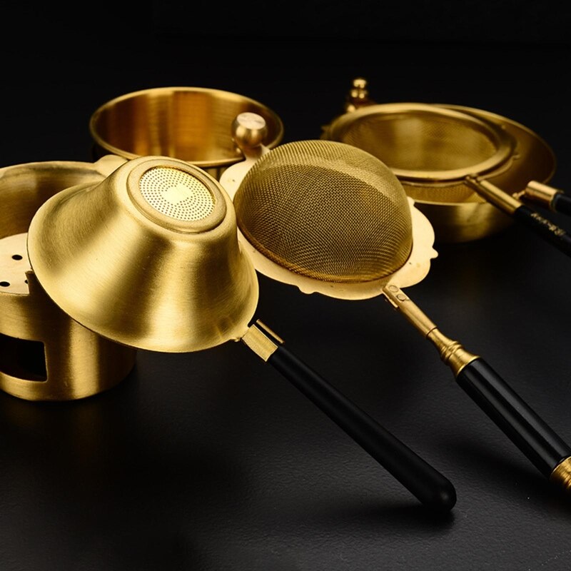 HX5F Reusable Tea Diffusers Tea Strainers Brass Material for Tea 3 Styles to Choose